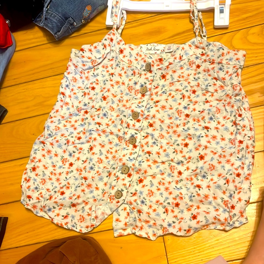 NWOT pink rose flower tank